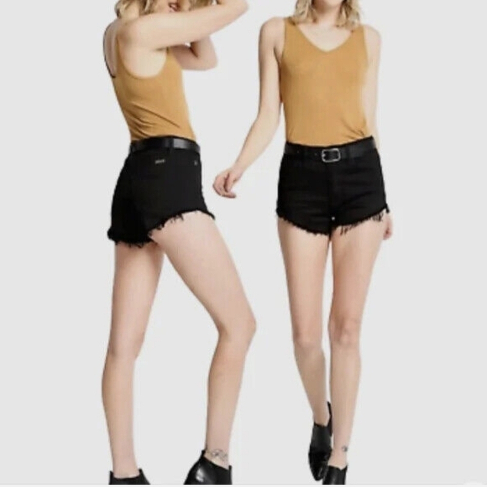 Kancan Estillo women black denim short y2k 23 distressed cutt off Festival Rodeo